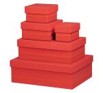 Rhodiarama set 5 boîtes gigognes simili cuir italien 44x34x16 cm - Corail