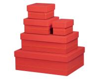 Rhodiarama set 5 boîtes gigognes simili cuir italien 44x34x16 cm - Corail