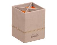 Rhodiarama pot à crayons simili cuir italien 8x8x11 cm - Touche de rose