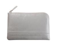Rhodiarama pochette zippée en simili cuir - taille S (11x17 cm) - Argent