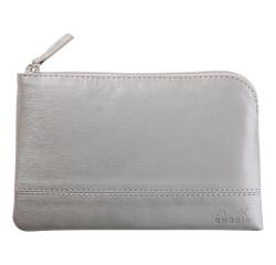 Rhodiarama pochette zippée en simili cuir - taille S (11x17 cm) - Argent
