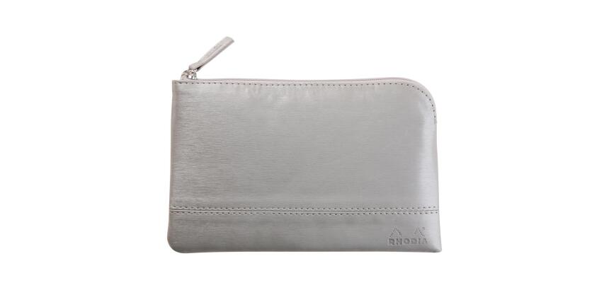 Rhodiarama pochette zippée en simili cuir - taille S (11x17 cm) - Argent