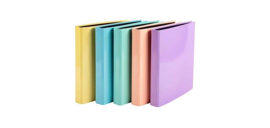 Carpetas forradas con anillas - Aquarel para archivar A4 - 4 Anillas en O 25 mm - Colores surtidos