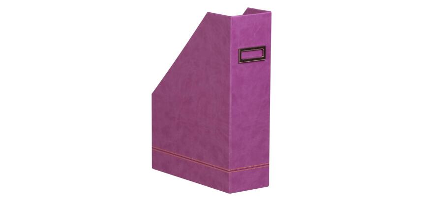 Rhodiarama porte-revues simili cuir italien 10x25x31 cm - Violet
