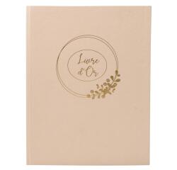 Ring flower gold edge 100 page guestbook - Latte