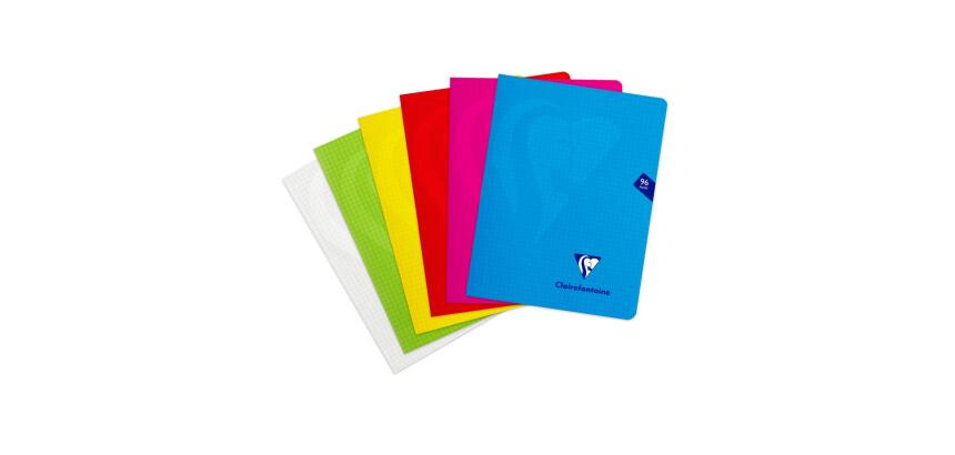 Cahier piqué Mimesys 17x22cm 96 pages petits carreaux couverture polypropylène Couleur aléatoire - Assortis