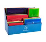 Expositor completo que contiene 60 bolsas con botón presión Iderma ® 12 bolsas para A4, 12 bolsas para A5, 12 bolsas para B7, 12 bolsas para DL, 12 bolsas para B6. A4 2/100e Polipopileno reciclado - Colores surtidos