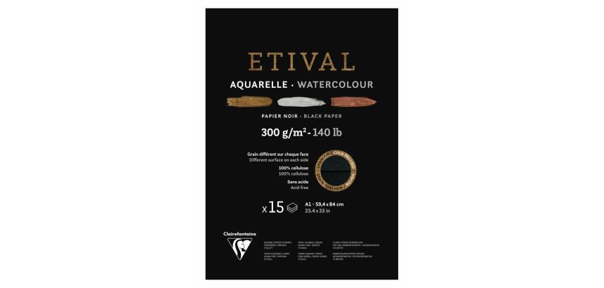 Etival Noir bloc collé 1 côté 15F A1 300g double grain