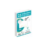 Paquet de 25 Enveloppes Blanches C6-114x162 mm - Précasées - Auto-Adhésives - 80g/m2 - Blanc