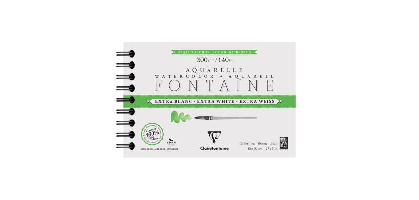 Fontaine Extra Blanc Grain Torchon album spiralé 12F 12x18cm 300g