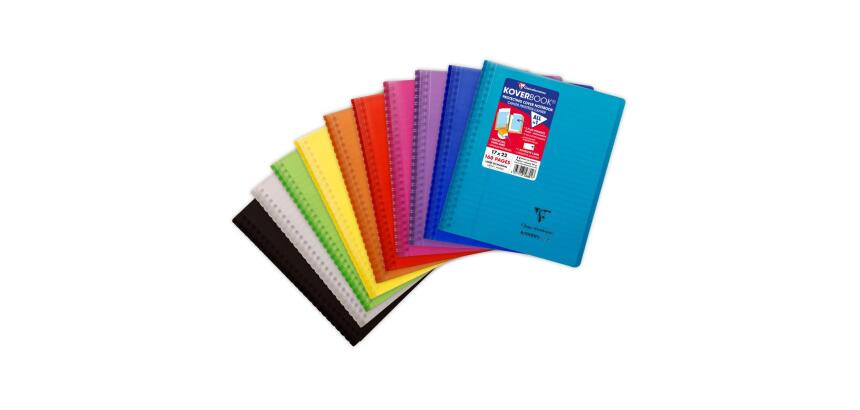 Cahier reliure intégrale enveloppante Koverbook 17x22cm 160 pages ligné + marge couverture polypropylène transparent - Assortis