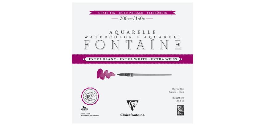 Fontaine Extra Blanc Grain Fin bloc collé 4 côtés 15F 20x20cm 300g