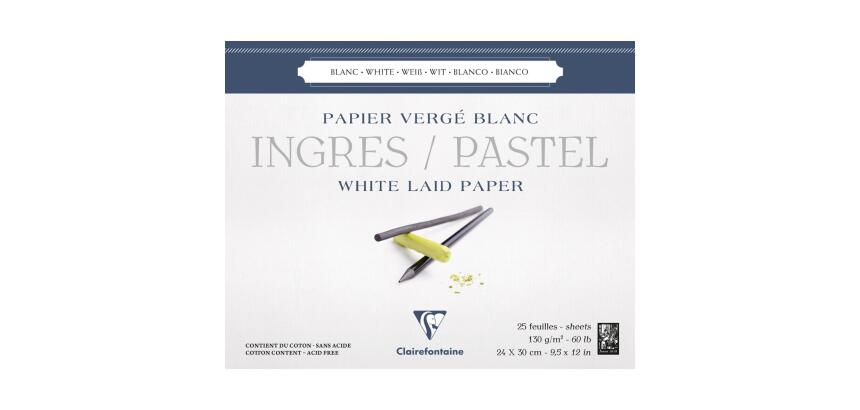 Ingres Pastel bloc collé 25F 24x30cm 130g - Blanc