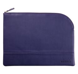 Rhodiarama pochette zippée en simili cuir - taille L (21x28 cm) - Bleu nuit