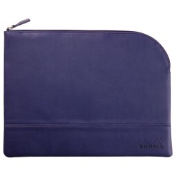 Rhodiarama pochette zippée en simili cuir - taille L (21x28 cm) - Bleu nuit