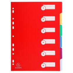 Dividers PP A4 0.3mm 6 Part - Assorted colours