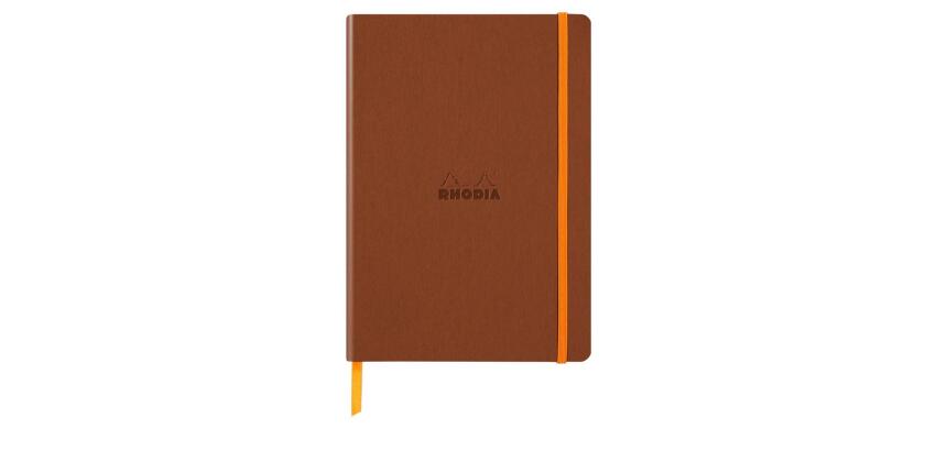 Rhodiarama carnet souple A5 160 pages ligné papier ivoire 90g fermeture élastique - Cuivre