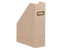Rhodiarama Porte-revues, en similicuir, 10x25x31 cm. - Beige