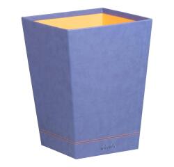 Rhodiarama corbeille à papier simili cuir italien 27x27x32 cm - Saphir