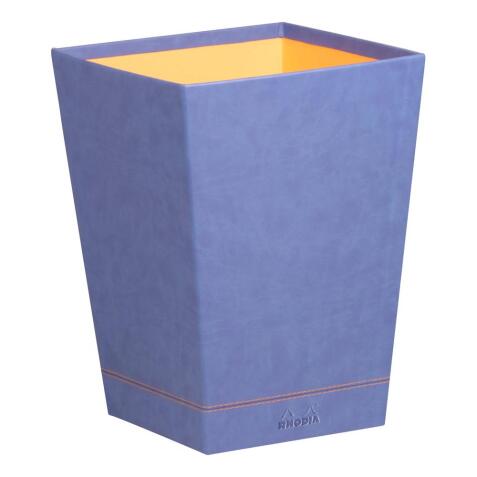Rhodiarama corbeille à papier simili cuir italien 27x27x32 cm - Saphir