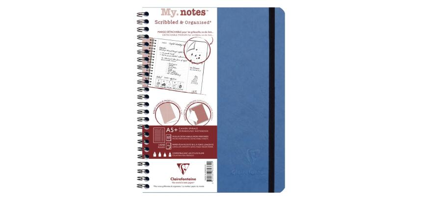 My.Notes Age Bag carnet reliure intégrale à marges détachables A5+ 120 pages détachables ligné + cadre en-tête - Bleu