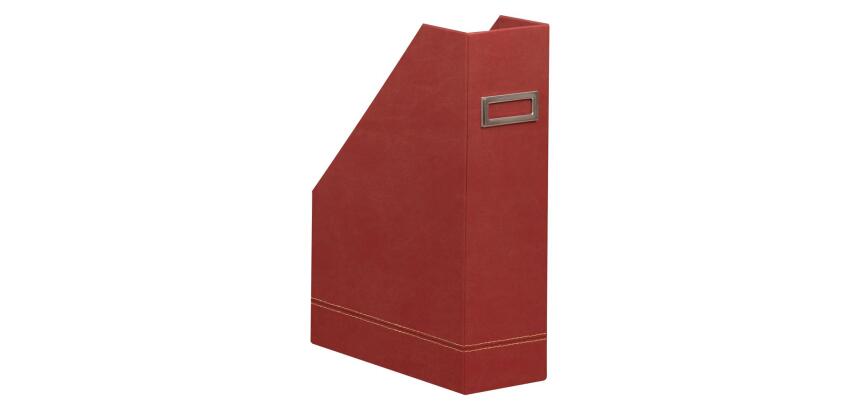 Rhodiarama porte-revues simili cuir italien 10x25x31 cm - Nacarat