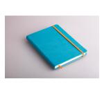 Rhodiarama carnet rembordé rigide A5 192 pages ligné papier ivoire 90g fermeture élastique - Turquoise