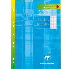 Feuillets mobiles sous étui A4 200 pages perforées grands carreaux