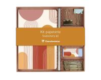 Terracotta, Kit de papeterie contenant un carnet 11x17 cm 64 pages lignées, un crayon de papier, 2 pinces doubles-clip, 10 trombones et une gomme