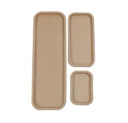Lot de 3 plateaux rectangulaires - Kraft