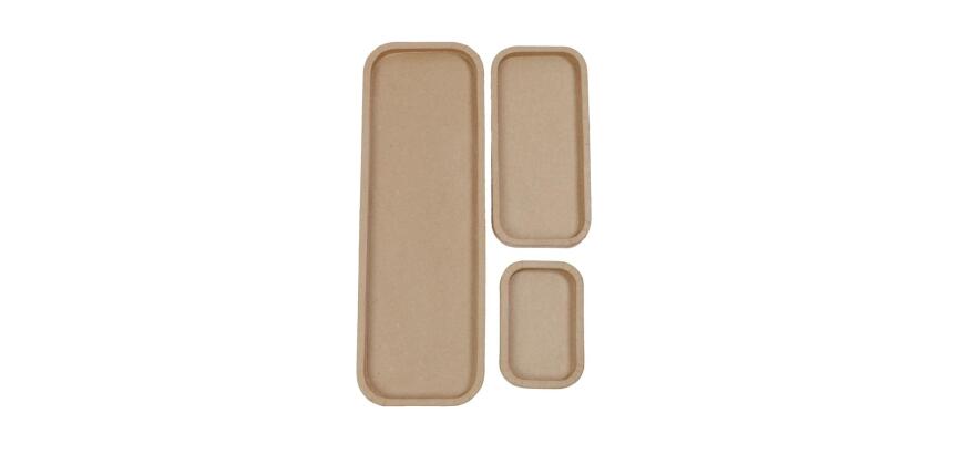 Lot de 3 plateaux rectangulaires - Kraft