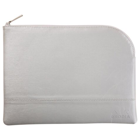 Rhodiarama pochette zippée en simili cuir - taille L (21x28 cm) - Argent