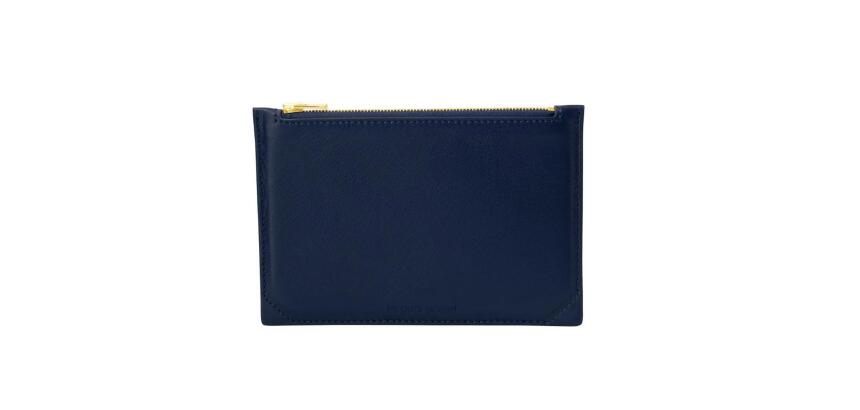 Pochette multifonction en cuir, petit modèle - Bleu marine
