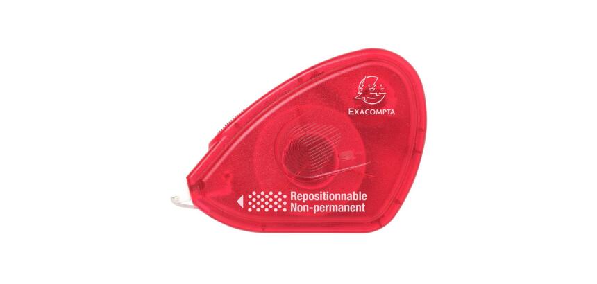 Adhesivo reposicionable de doble cara (expositor de 6) 10x7 cm - Rollo de 15 m - Frambuesa