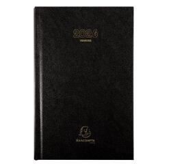 Agenda de bureau Carré Travers 13,5 x 21 cm Journalier Janvier à décembre 2026 - Noir