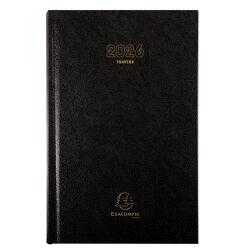 Agenda de bureau Carré Travers 13,5 x 21 cm Journalier Janvier à décembre 2026 - Noir