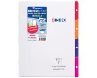 Cahier piqué Koverbook 4 INDEX 24x32cm 96 pages grands carreaux couverture polypropylène transparent - Incolore