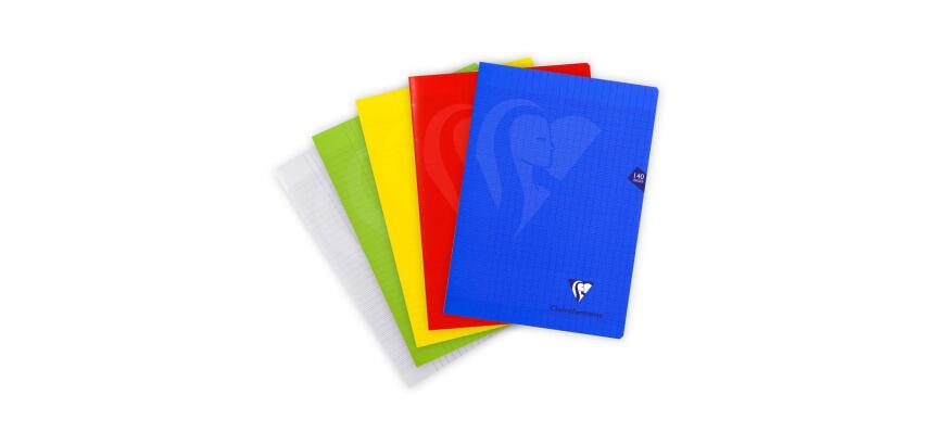 Cahier piqué Mimesys A4 140 pages grands carreaux couverture polypropylène Couleur aléatoire - Assortis