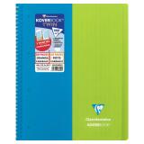Cahier reliure intégrale enveloppante Koverbook TWIN A4+ 80 pages grands carreaux + 80 pages petits carreaux détachables perforé 4 trous couverture polypropylène bicolore - Assortis