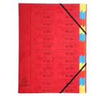 Trieur agrafé avec élastiques 24 compartiments - Rouge