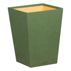 Rhodiarama corbeille à papier simili cuir italien 27x27x32 cm - Sauge