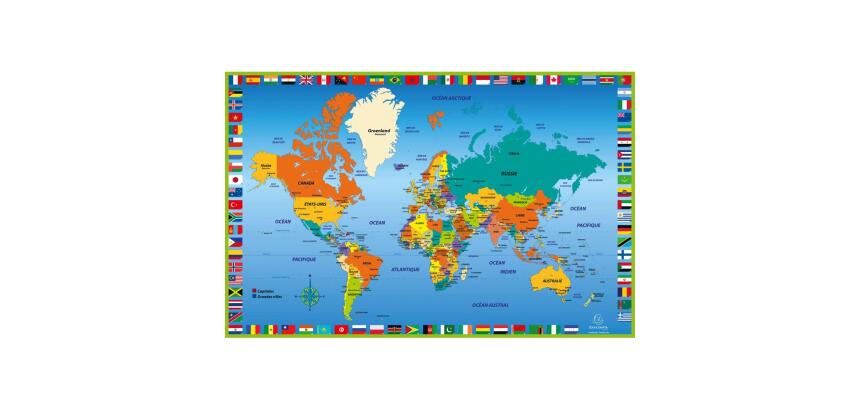 Sous-main rigide PVC Monde - 37,5x57,5 cm - Visuel