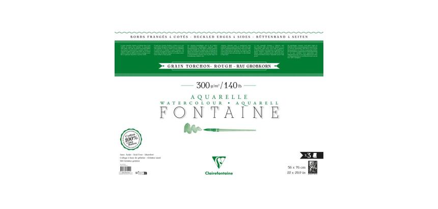 Fontaine paquet 4 bords frangés 3F 56x76cm 300g grain torchon