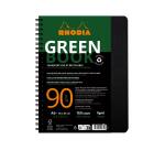 Greenbook cahier recyclé et recyclable en carte souple 350 g/m2 - A5+ 16 x 21 cm 160 pages Ligné perforation 6 trous - Papier Clairefontaine recyclé 90 g/m2 - Noir - New - Noir