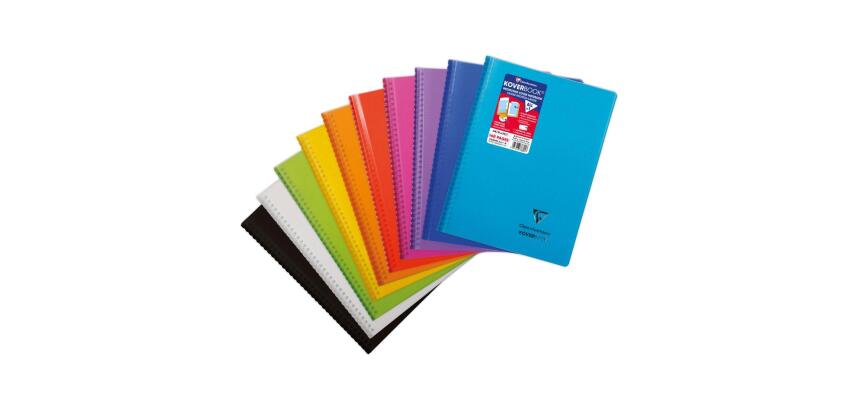 Cahier reliure intégrale enveloppante Koverbook A4 160 pages petits carreaux couverture polypropylène transparent - Assortis