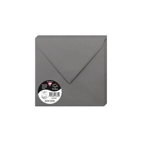 Paquet de 20 enveloppes Pollen 165x165mm 120g/m2 - Gris acier