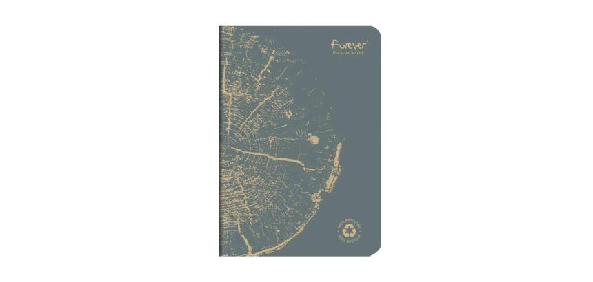 Carnet piqué FOREVER PREMIUM 100% recyclé A5 96 pages ligné papier recyclé blanc 90 g - Gris plomb