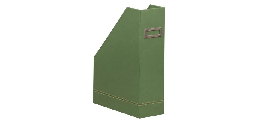 Rhodiarama porte-revues simili cuir italien 10x25x31 cm - Sauge
