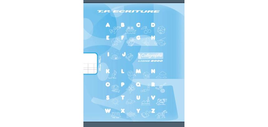 Cahier Travaux Pratiques Écriture piqué 8000 CARTE 17x22 cm 32 pages double ligne 3 mm + interligne verticale/uni 90 g - Bleu