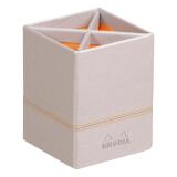 Rhodiarama pot à crayons simili cuir italien 8x8x11 cm - Argent